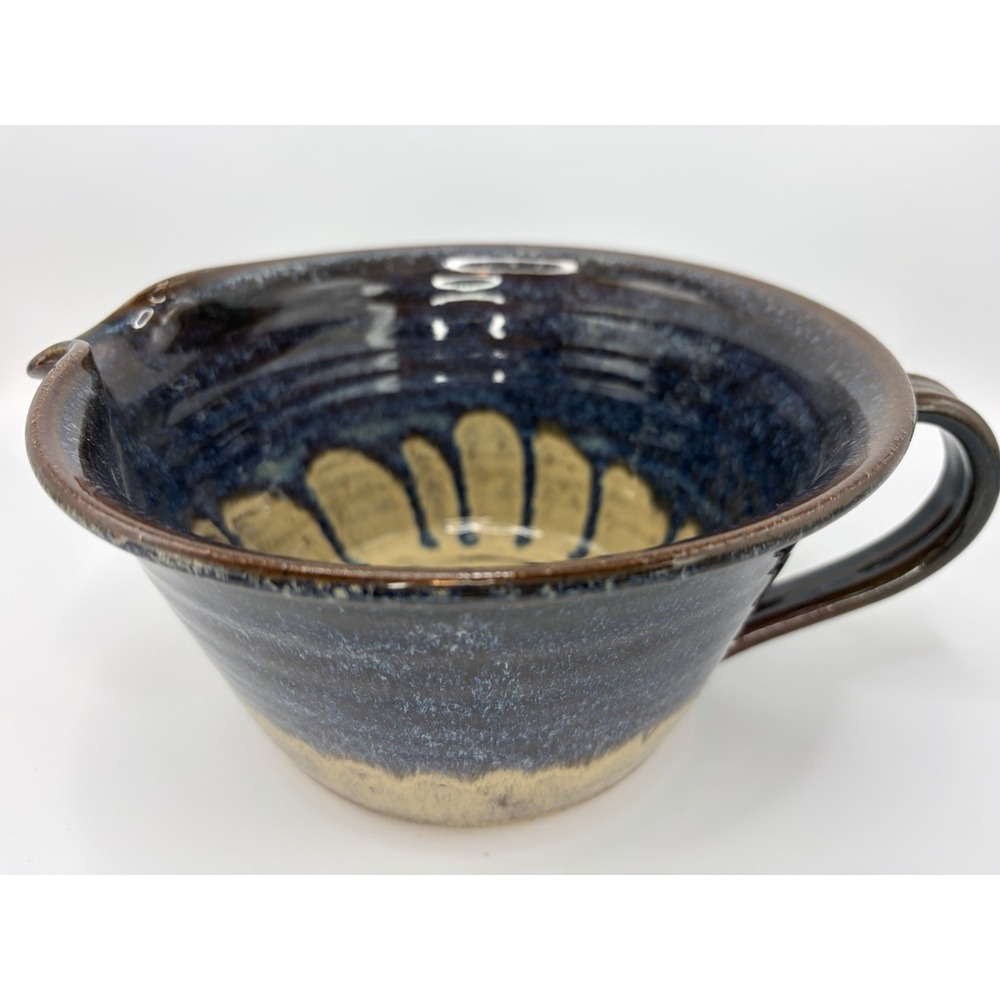 Hand crafted  Bowl/Handle Spout/ Triple C Pottery Jesus SavesPitcher/Blue Brown